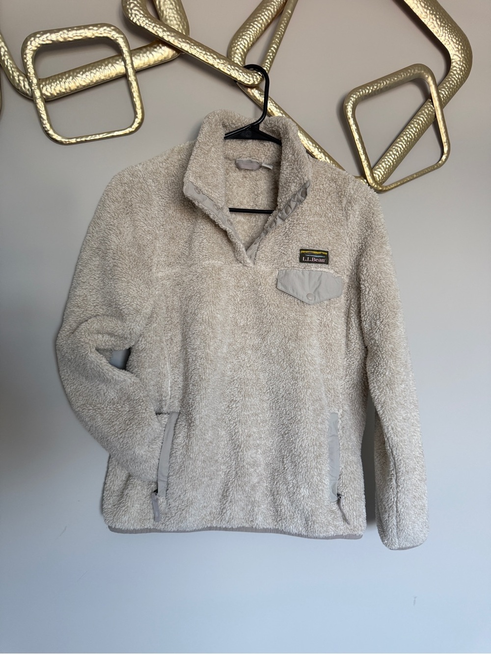 L.L. Bean Kids Cream Sherpa Pullover